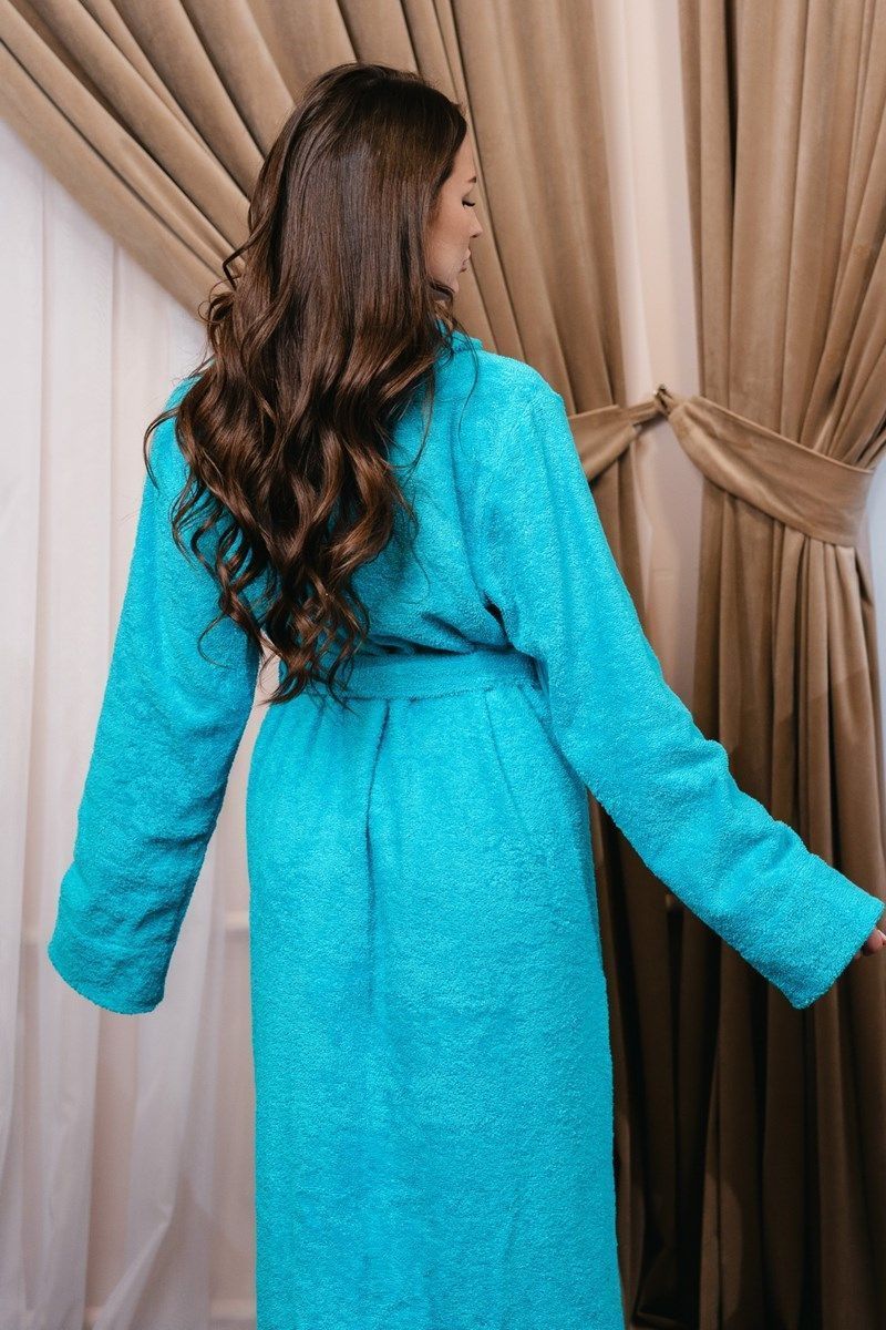 снимок Халат махровый женский голубой от магазина BIO-TEXTILES ОПТ