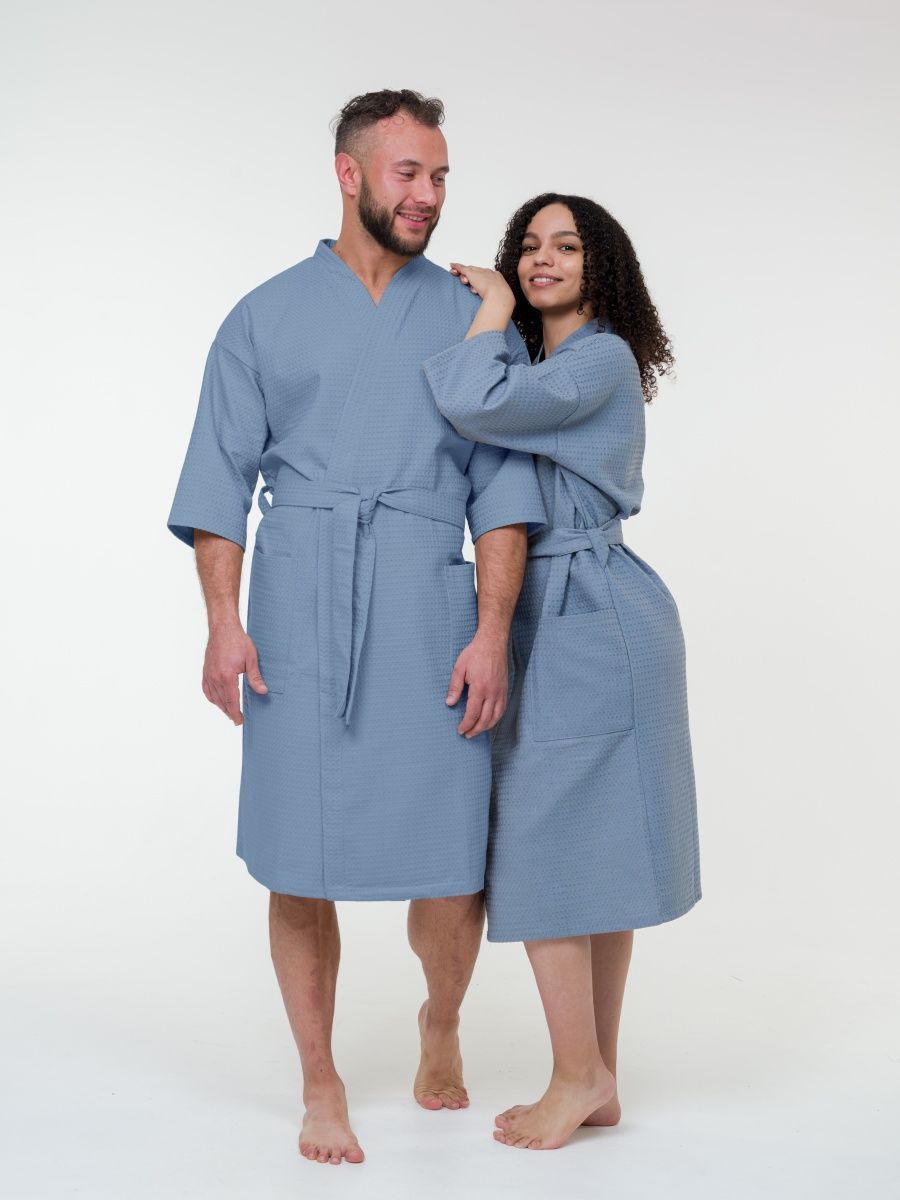 снимок Халат вафельный серый от магазина BIO-TEXTILES ОПТ