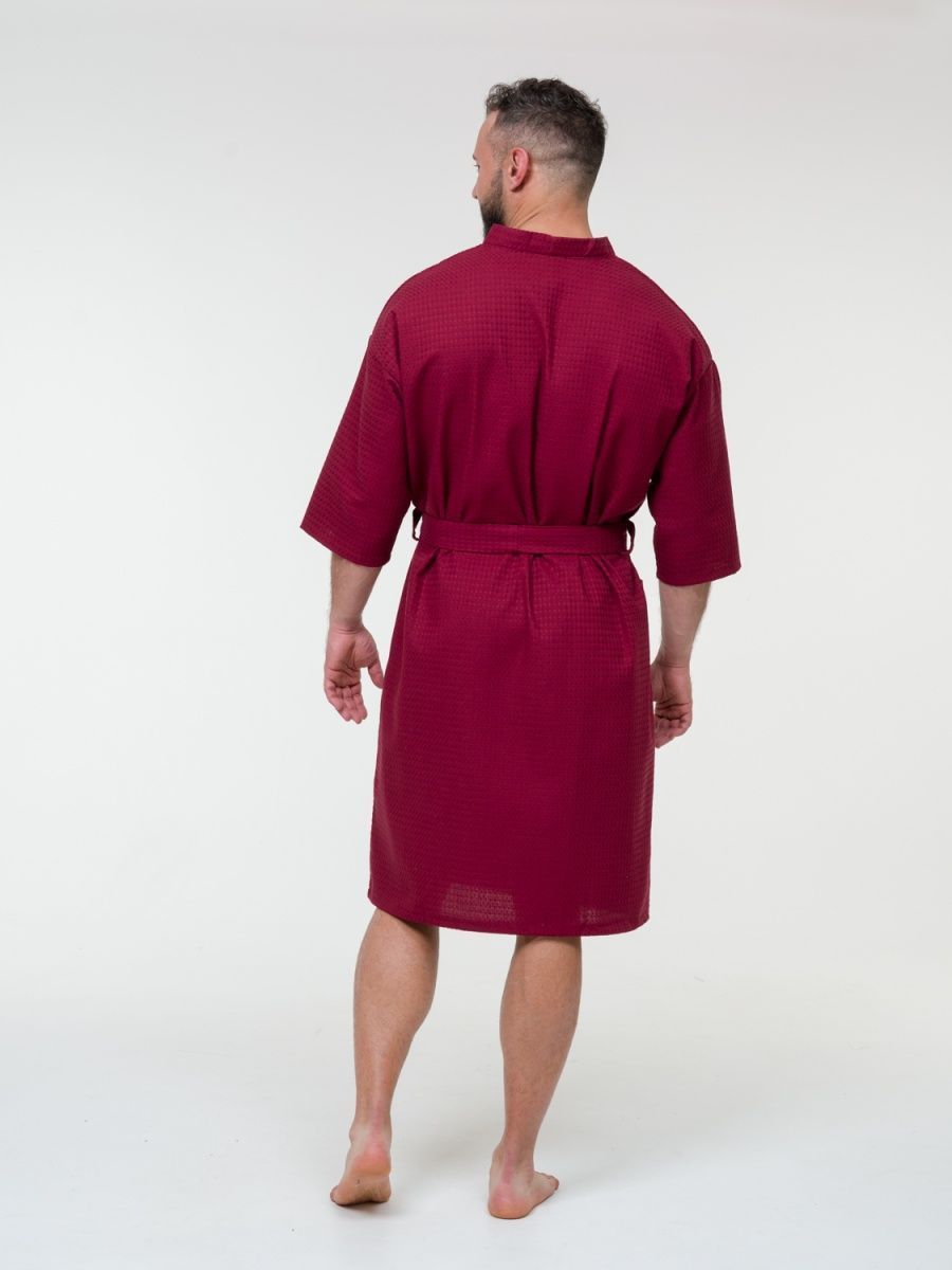 снимок Халат вафельный бордовый от магазина BIO-TEXTILES ОПТ