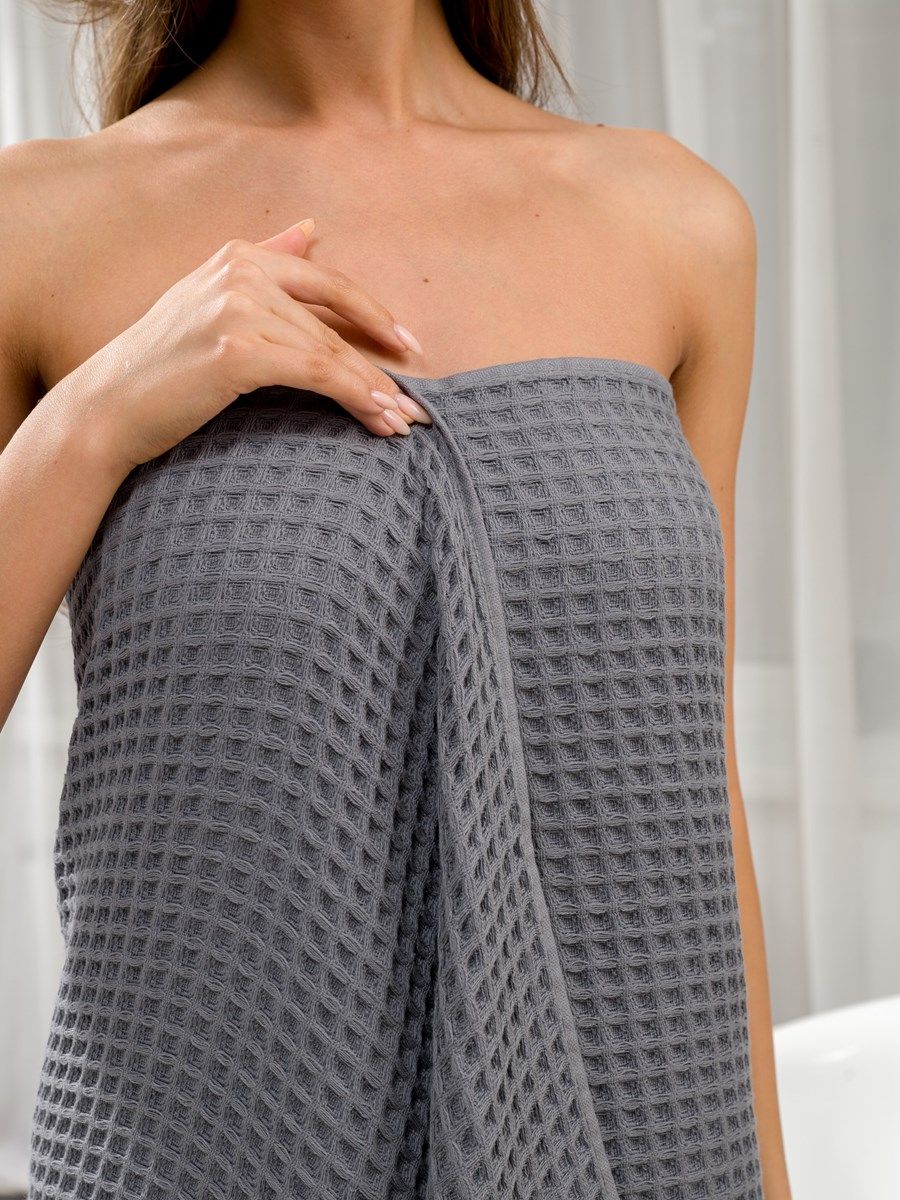 снимок Полотенце вафельное серое 100х150 от магазина BIO-TEXTILES ОПТ