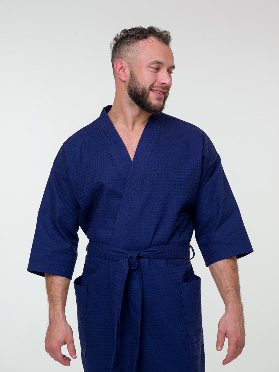 снимок Халат вафельный темно-синий от магазина BIO-TEXTILES ОПТ