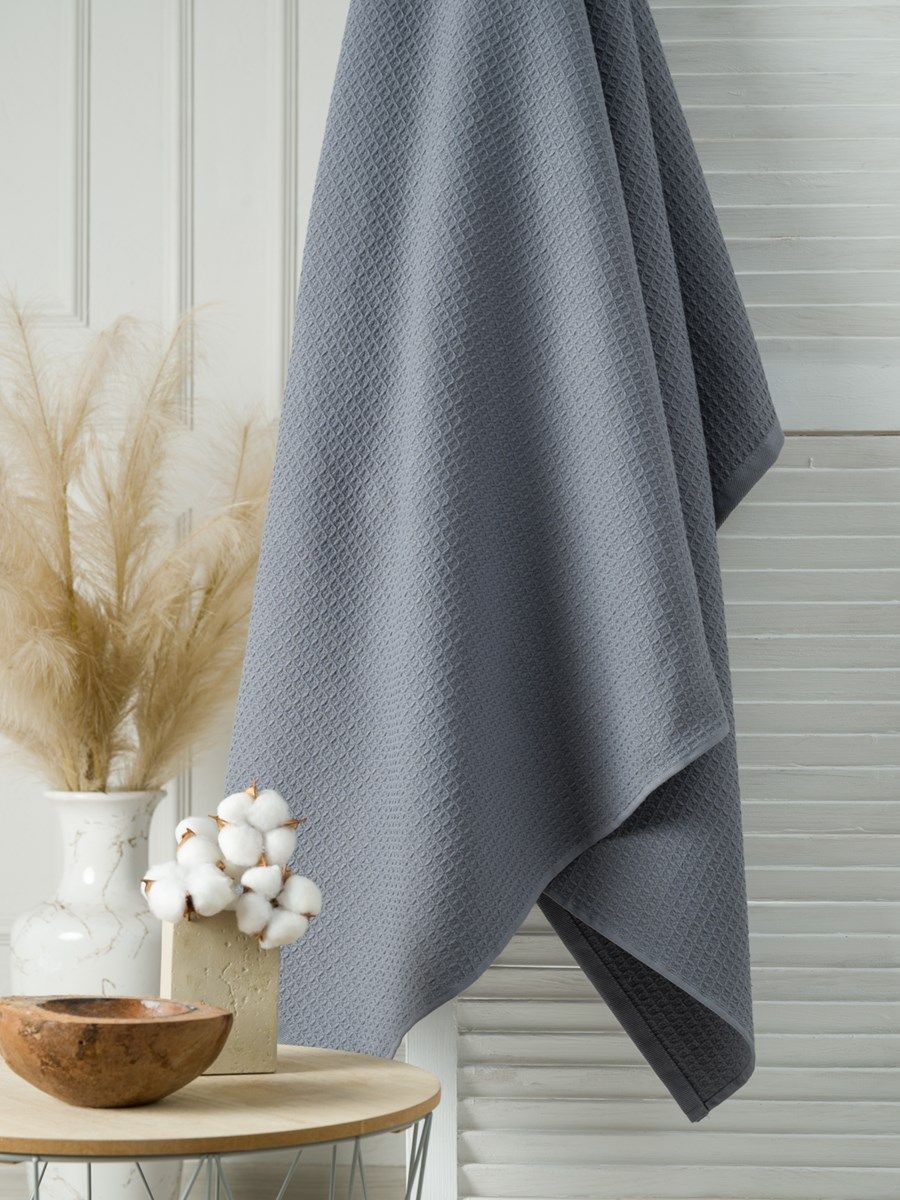 снимок Полотенце вафельное серое 100х150 от магазина BIO-TEXTILES ОПТ