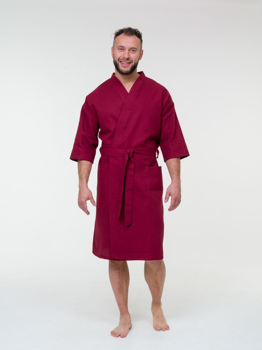 снимок Халат вафельный бордовый от магазина BIO-TEXTILES ОПТ