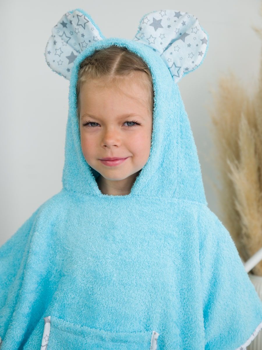 снимок Пончо "ЛАСКОВЫЙ МЫШОНОК" голубое от магазина BIO-TEXTILES ОПТ