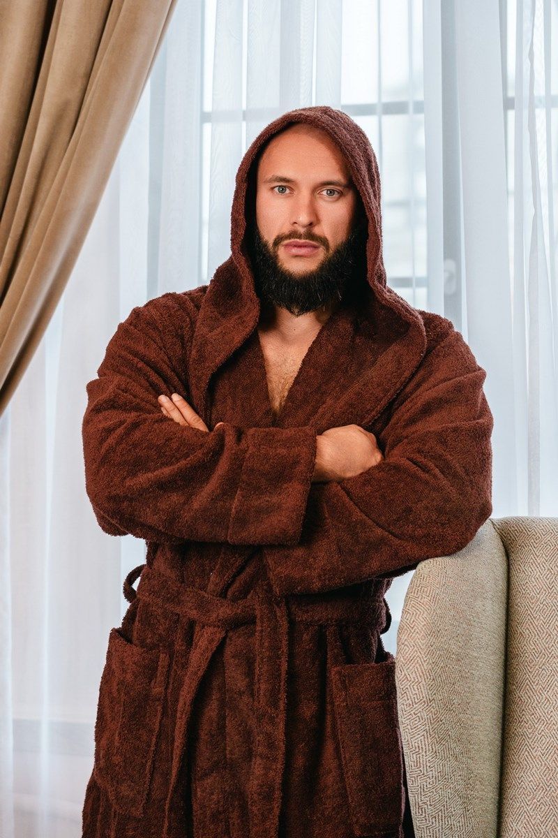 снимок Халат махровый с капюшоном, шоколадный от магазина BIO-TEXTILES ОПТ