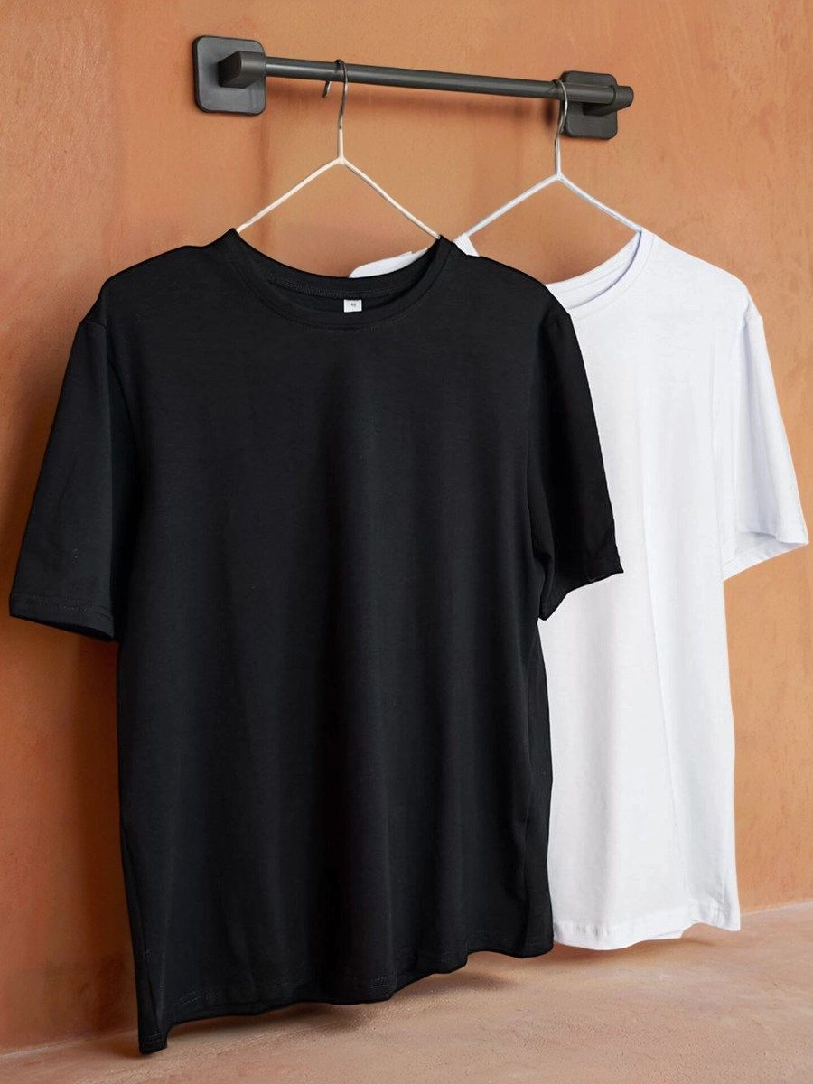 снимок Набор футболок (2 шт.) белая и чёрная, фуллайкра от магазина BIO-TEXTILES ОПТ