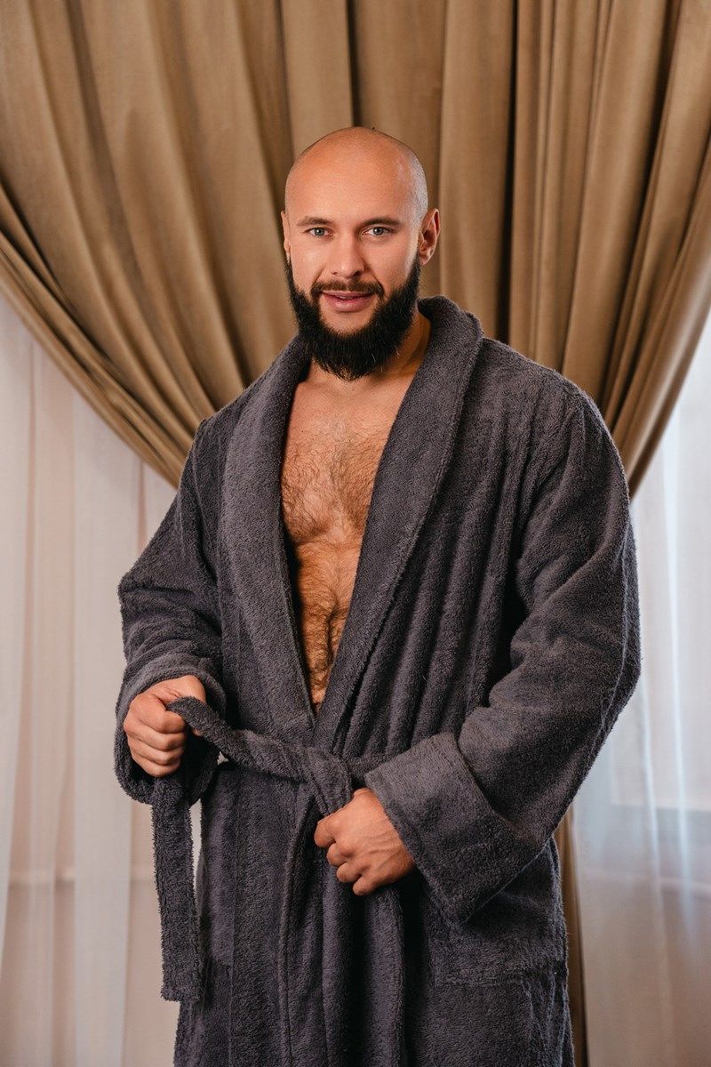 снимок Халат махровый мужской темно-серый от магазина BIO-TEXTILES ОПТ