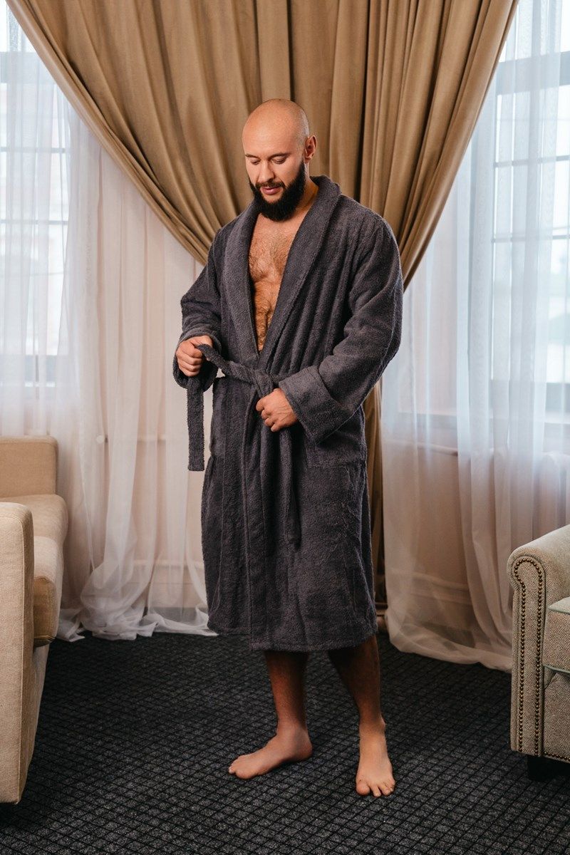 снимок Халат махровый мужской темно-серый от магазина BIO-TEXTILES ОПТ