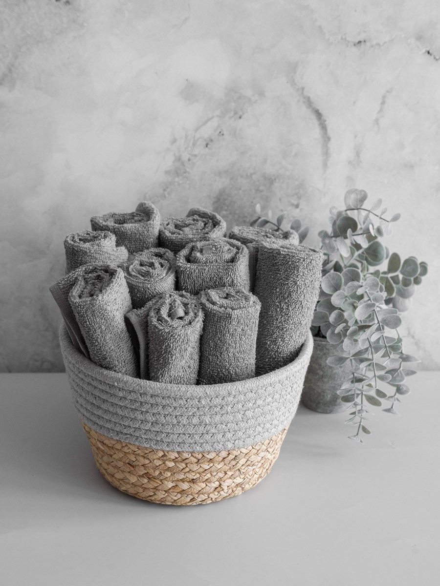 снимок Набор махровых салфеток 10 шт ( 30*30 ) с петелькой, темно-серый  от магазина BIO-TEXTILES ОПТ