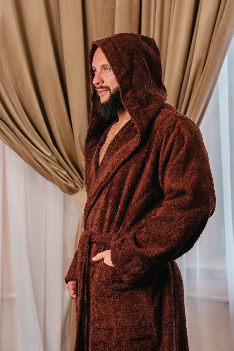 снимок Халат махровый с капюшоном, шоколадный от магазина BIO-TEXTILES ОПТ
