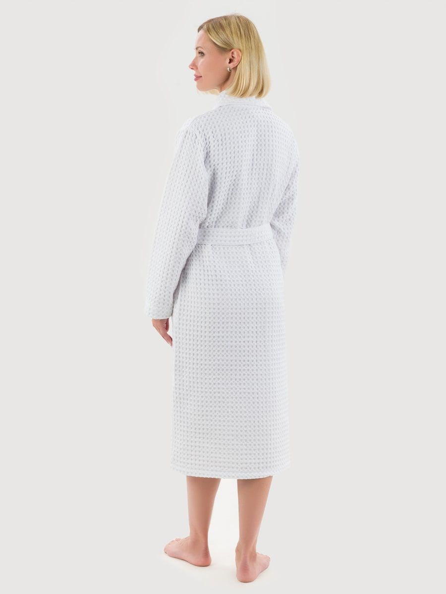 снимок Халат женский вафельный PandaHug Оrnella белый шаль  от магазина BIO-TEXTILES ОПТ