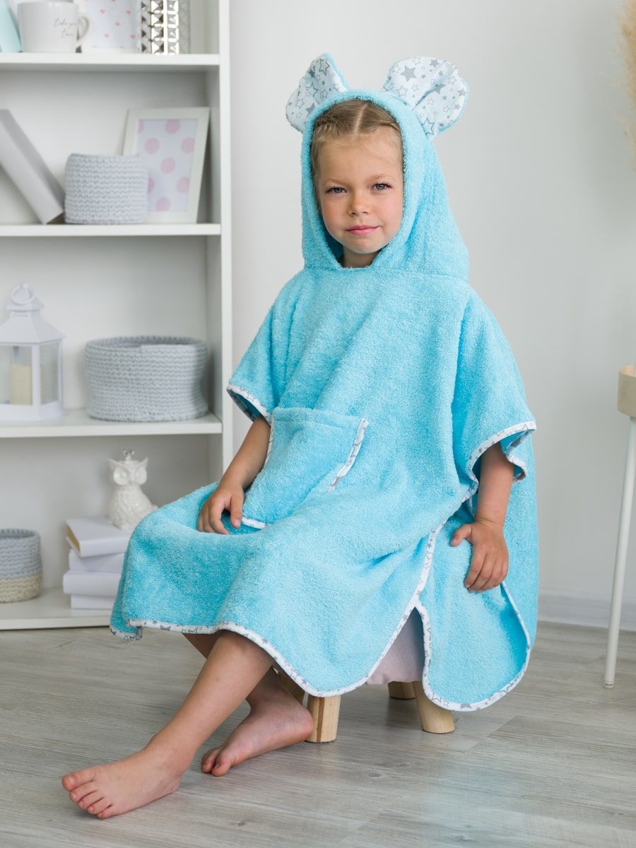снимок Пончо "ЛАСКОВЫЙ МЫШОНОК" голубое от магазина BIO-TEXTILES ОПТ