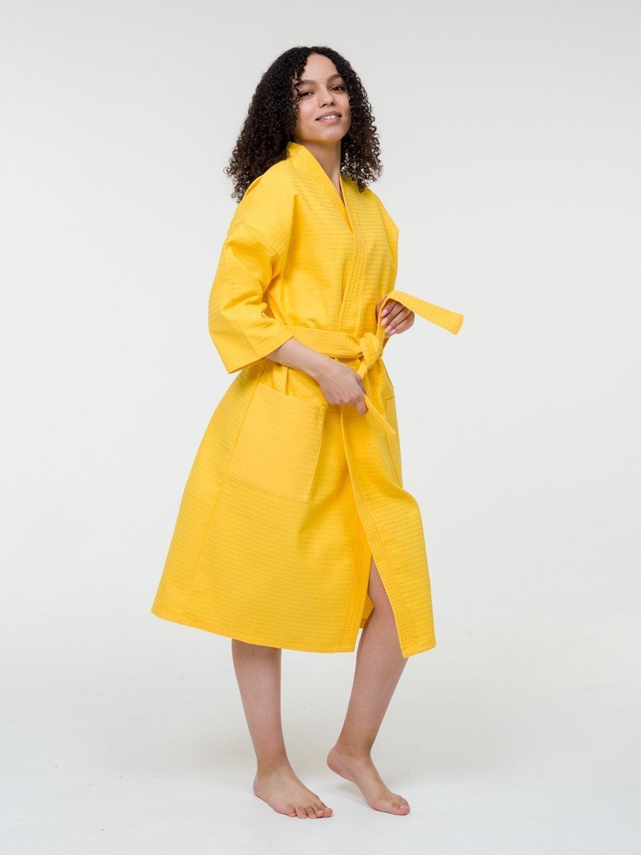 снимок Халат вафельный желтый от магазина BIO-TEXTILES ОПТ
