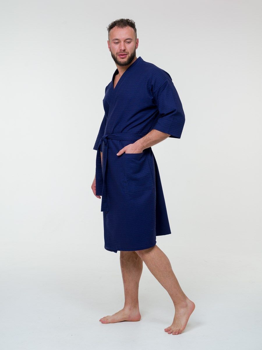 снимок Халат вафельный темно-синий от магазина BIO-TEXTILES ОПТ
