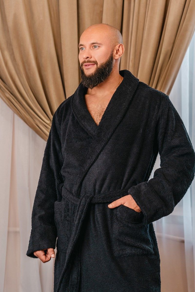 снимок Халат махровый мужской черный от магазина BIO-TEXTILES ОПТ
