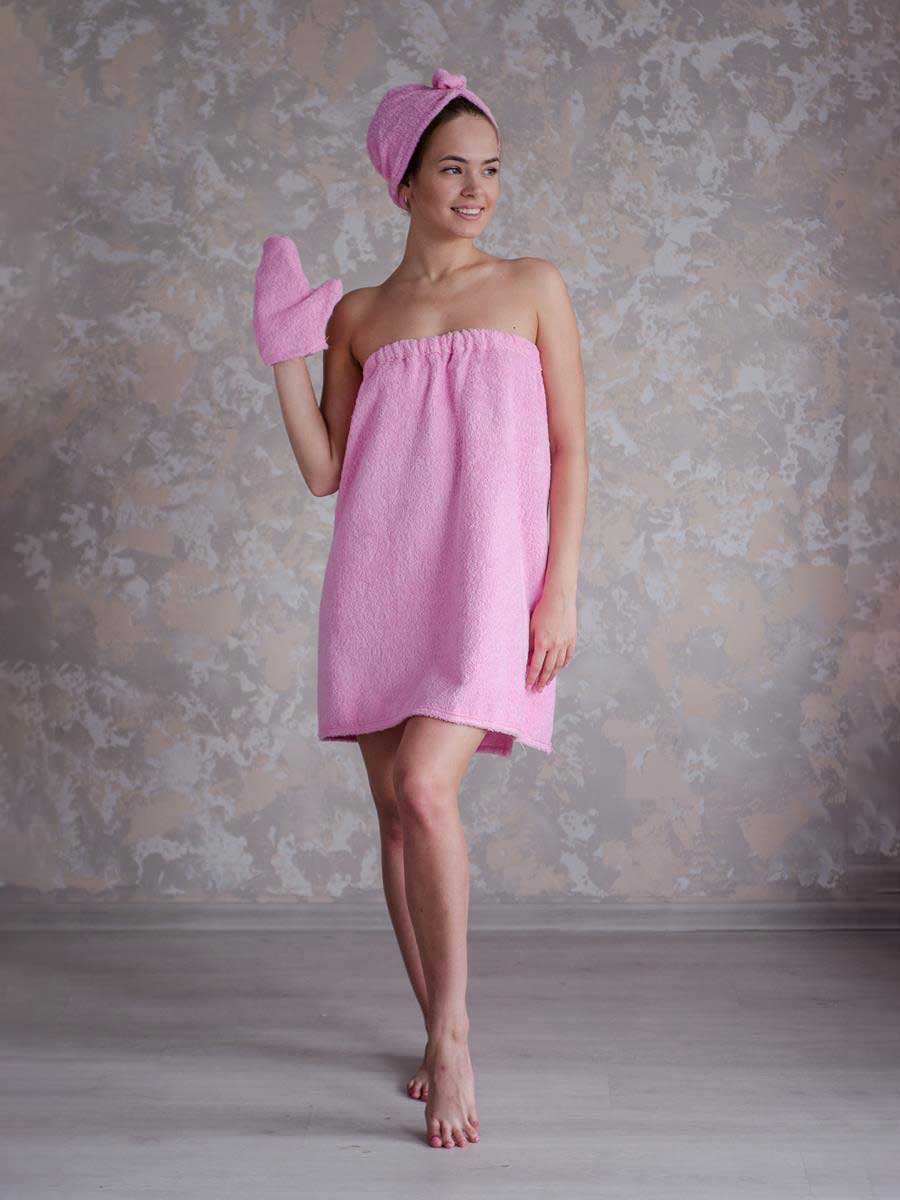 снимок Набор для сауны махровый розовый от магазина BIO-TEXTILES ОПТ