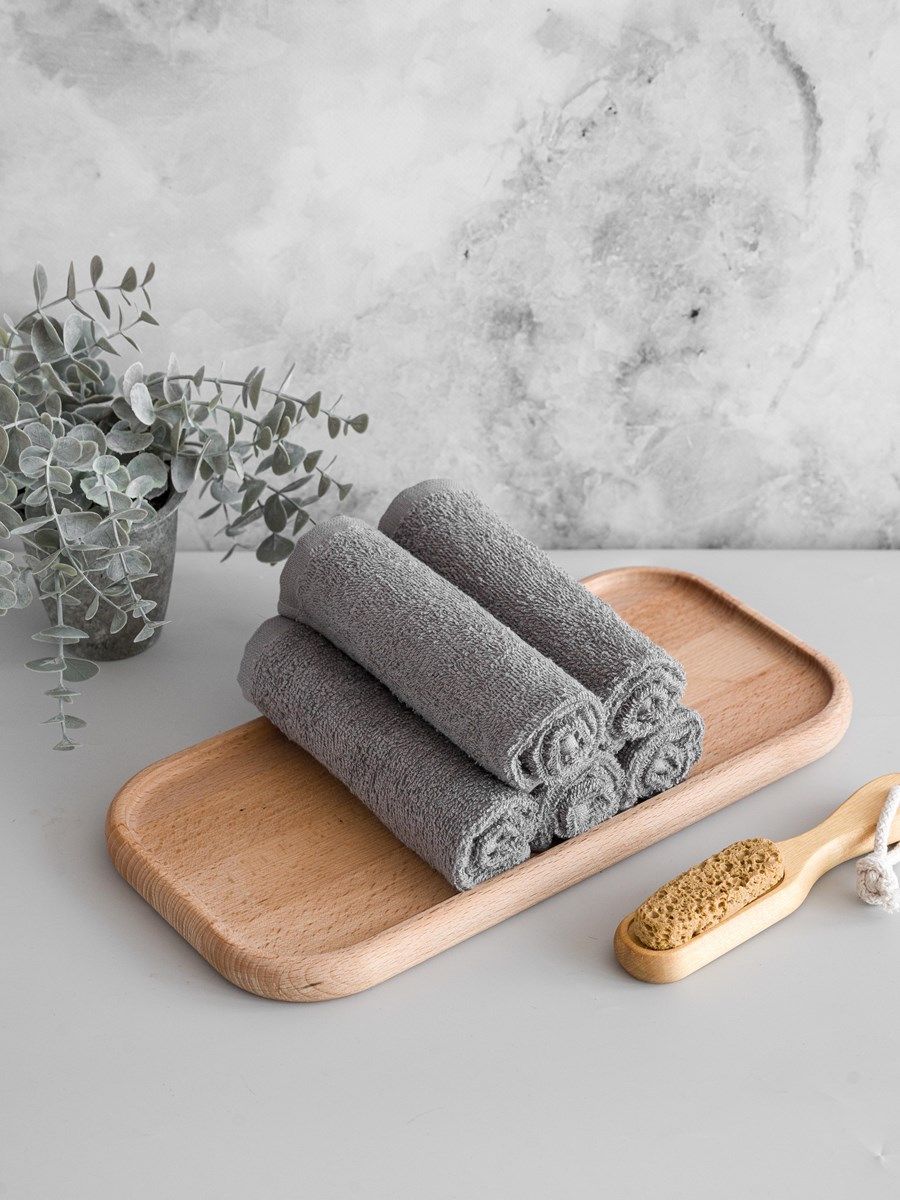 снимок Набор махровых салфеток 5 шт ( 30*30 ) темно-серый, с петелькой от магазина BIO-TEXTILES ОПТ