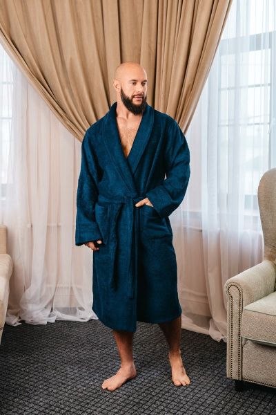 Халат махровый мужской темно-синий