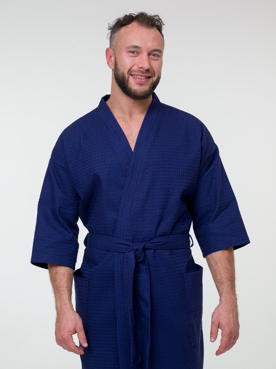 снимок Халат вафельный темно-синий от магазина BIO-TEXTILES ОПТ