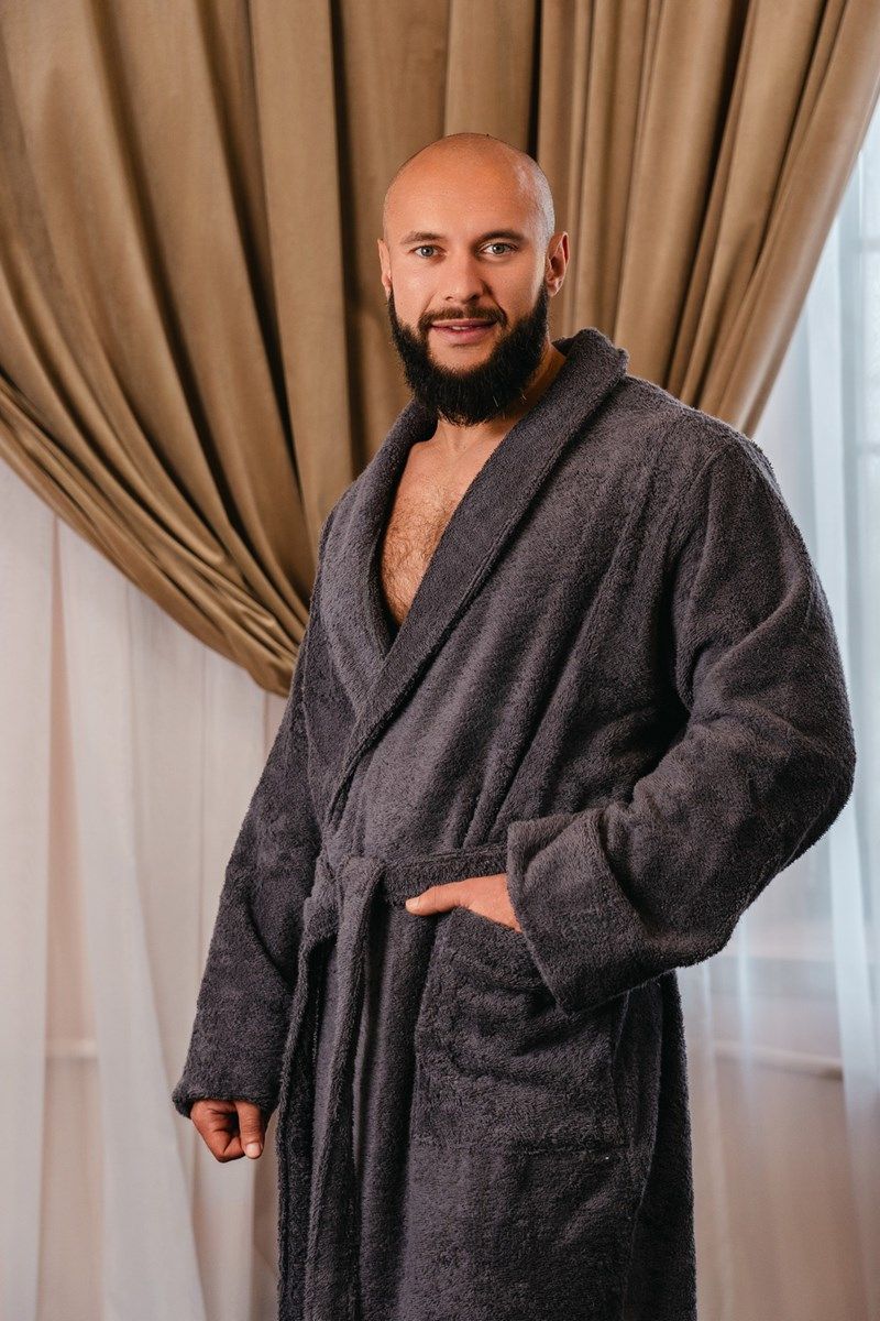 снимок Халат махровый мужской темно-серый от магазина BIO-TEXTILES ОПТ