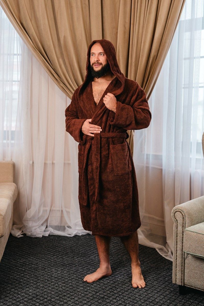 снимок Халат махровый с капюшоном, шоколадный от магазина BIO-TEXTILES ОПТ