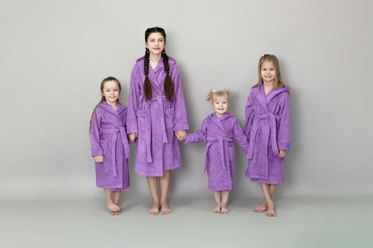 снимок Халат махровый детский с капюшоном сиреневый от магазина BIO-TEXTILES ОПТ