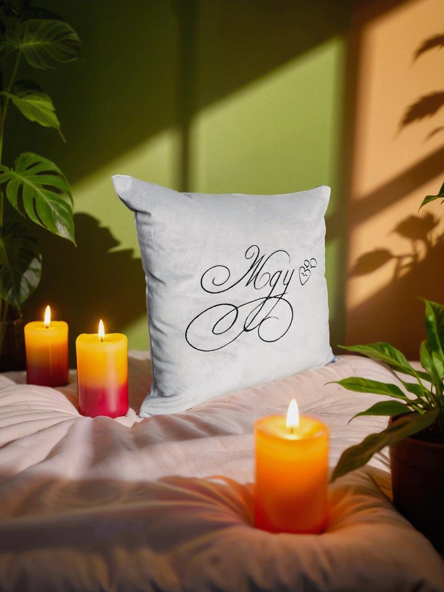 снимок Подушка декоративная "Жду" 40*40 от магазина BIO-TEXTILES ОПТ