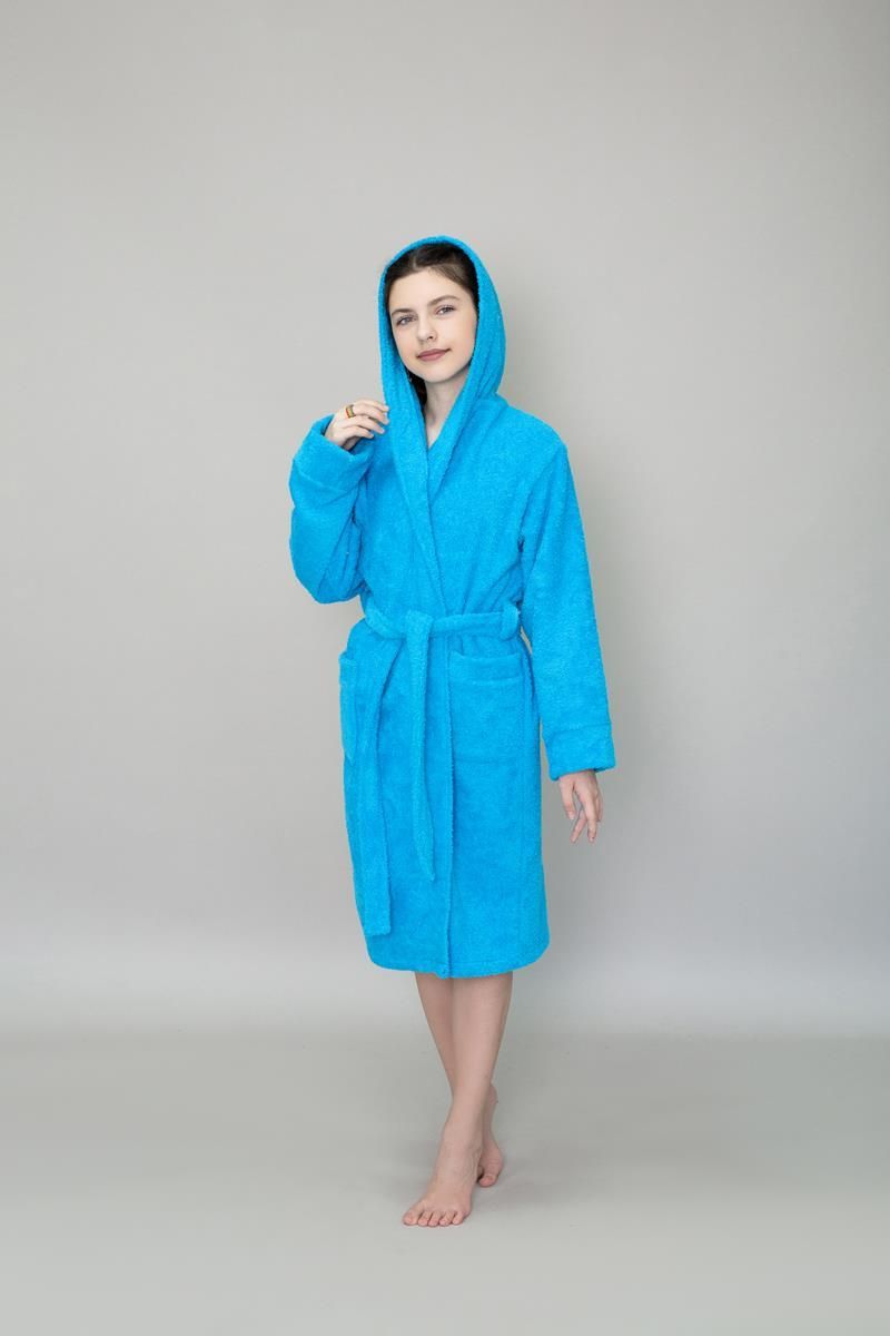 снимок Халат махровый детский с капюшоном голубой от магазина BIO-TEXTILES ОПТ