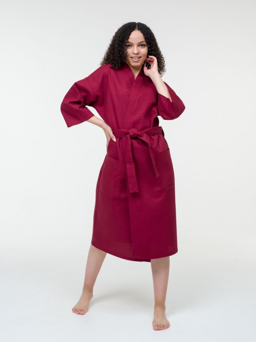 снимок Халат вафельный бордовый от магазина BIO-TEXTILES ОПТ