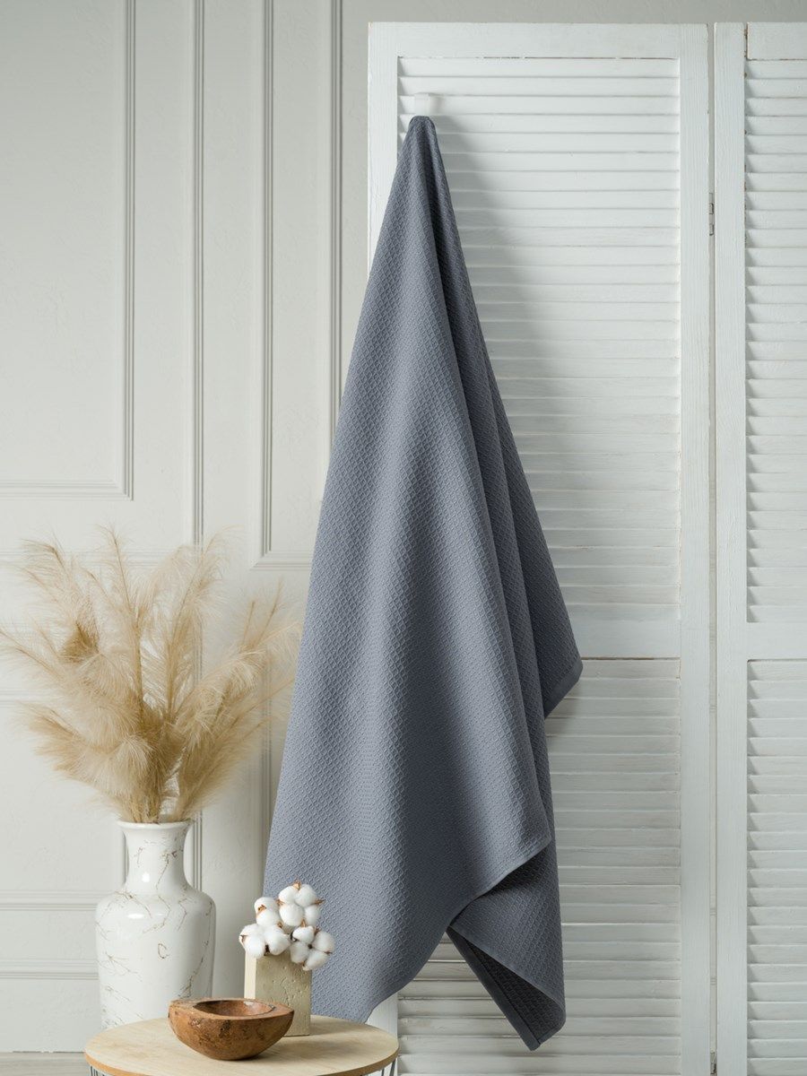 снимок Полотенце вафельное серое 100х150 от магазина BIO-TEXTILES ОПТ