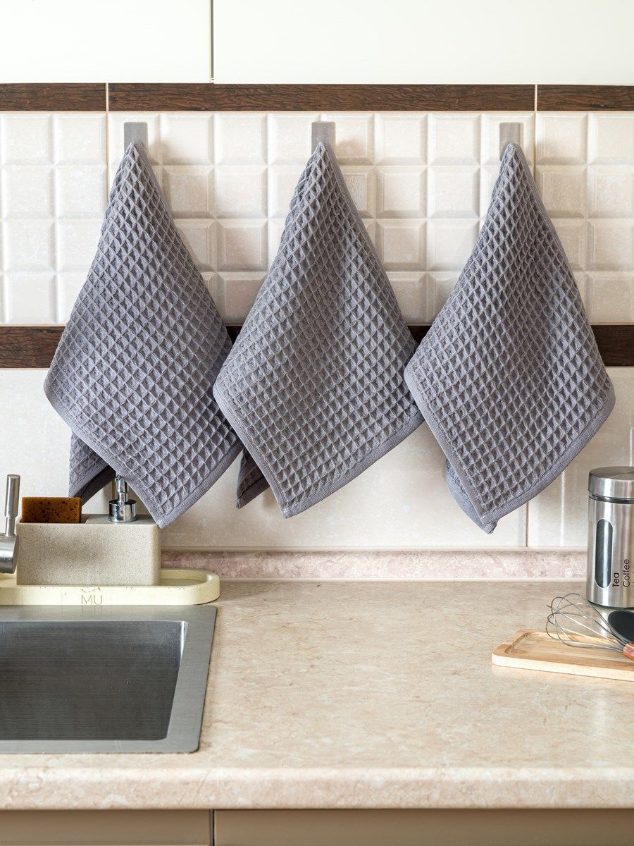 снимок Набор вафельных полотенец 3 шт (30*60) светло-серые от магазина BIO-TEXTILES ОПТ