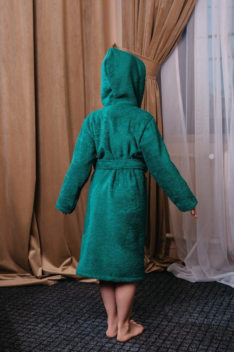 снимок Халат махровый детский с капюшоном изумруд от магазина BIO-TEXTILES ОПТ