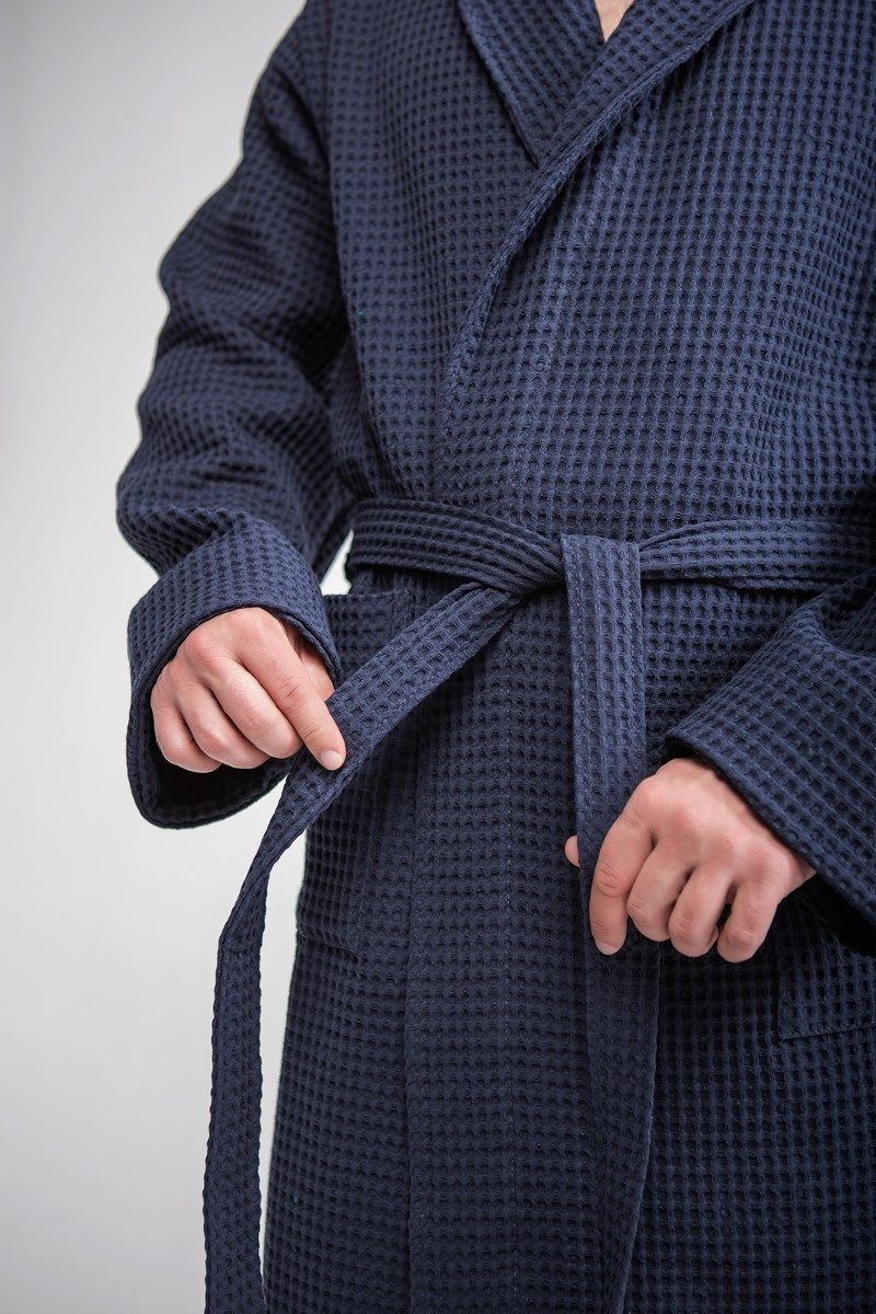снимок Халат вафельный PandaHug Оrlando синий от магазина BIO-TEXTILES ОПТ