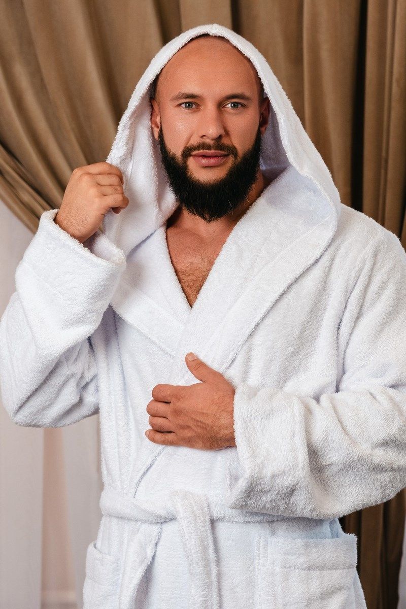 снимок Халат махровый с капюшоном, белый от магазина BIO-TEXTILES ОПТ