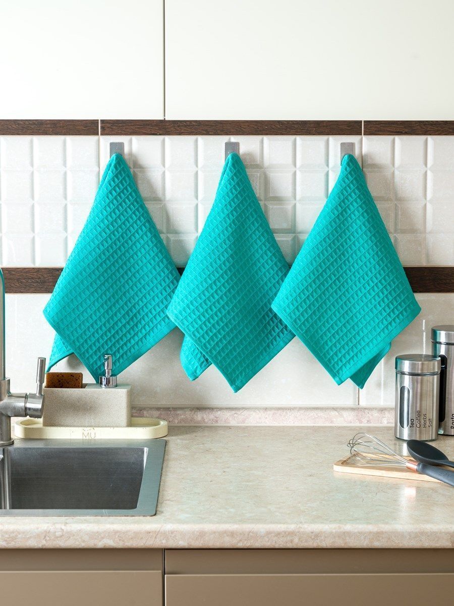 снимок Набор вафельных полотенец 3 шт (30*60) зеленые от магазина BIO-TEXTILES ОПТ