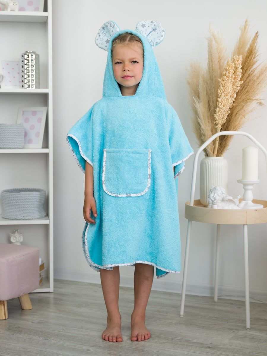 снимок Пончо "ЛАСКОВЫЙ МЫШОНОК" голубое от магазина BIO-TEXTILES ОПТ