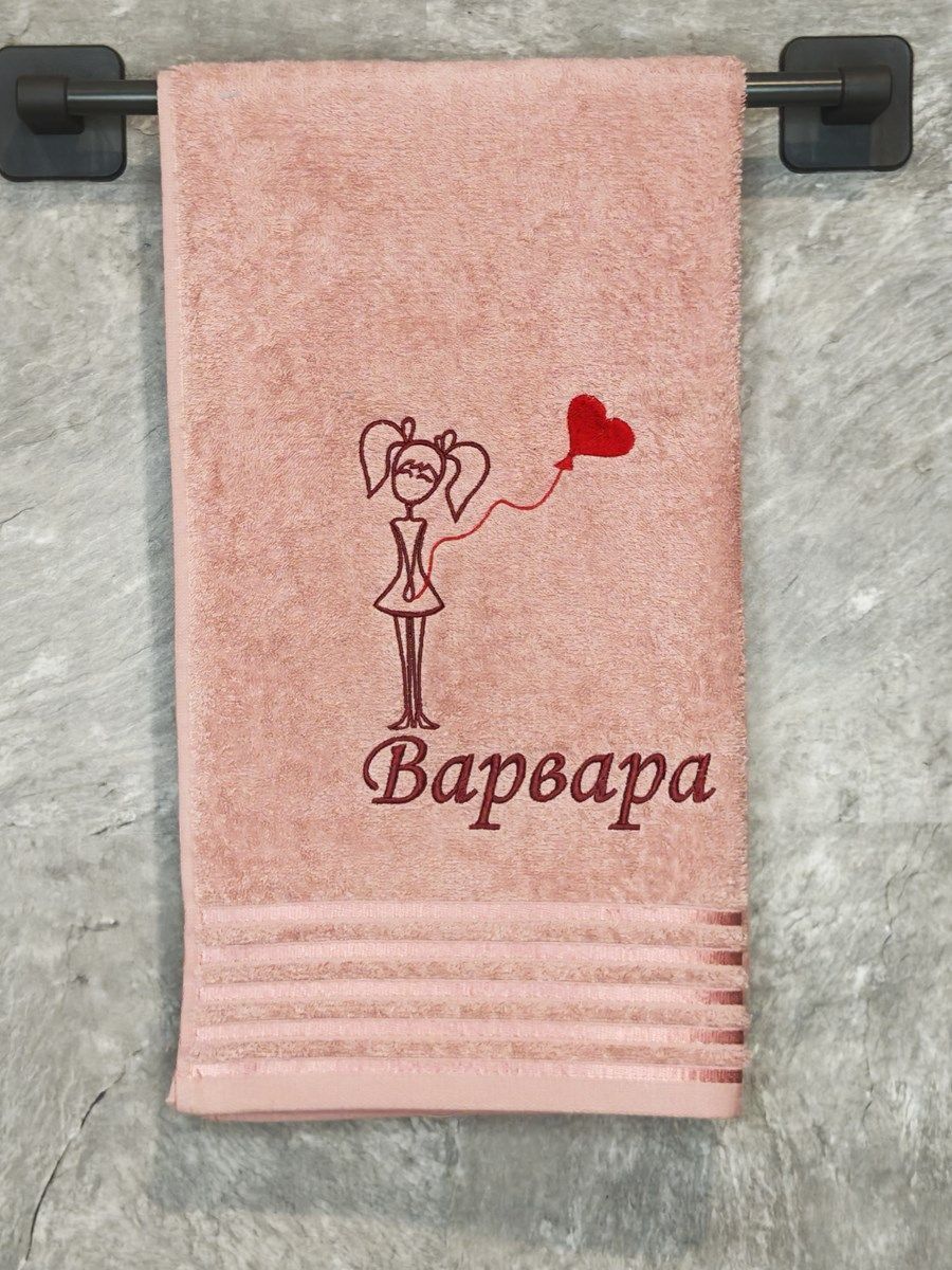 снимок Полотенце с вышивкой 50*90 "Варвара" розовое от магазина BIO-TEXTILES ОПТ