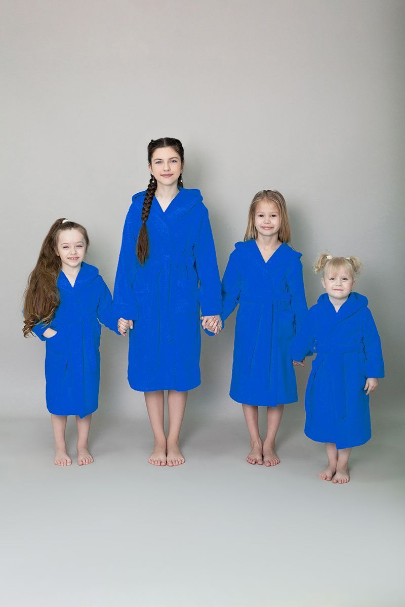 снимок Халат махровый детский с капюшоном васильковый от магазина BIO-TEXTILES ОПТ