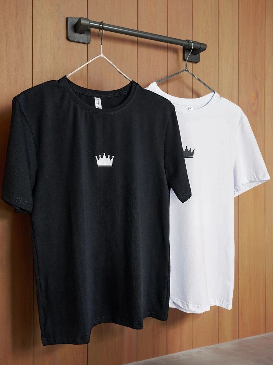 снимок Набор футболок (2 шт.) белая и чёрная, с логотипом корона от магазина BIO-TEXTILES ОПТ