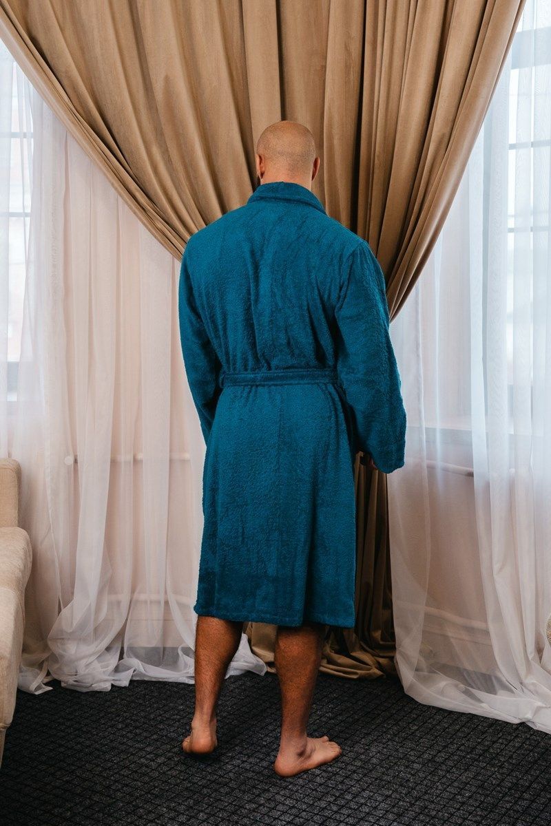 снимок Халат махровый мужской синий от магазина BIO-TEXTILES ОПТ