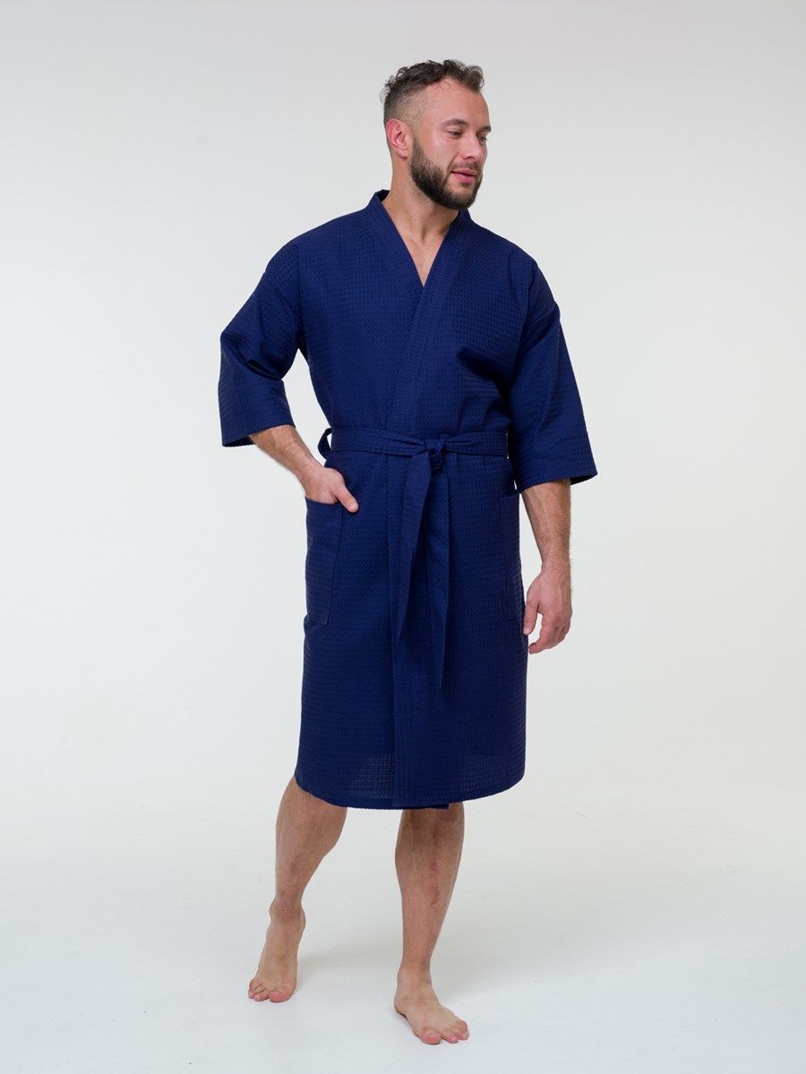 снимок Халат вафельный темно-синий от магазина BIO-TEXTILES ОПТ