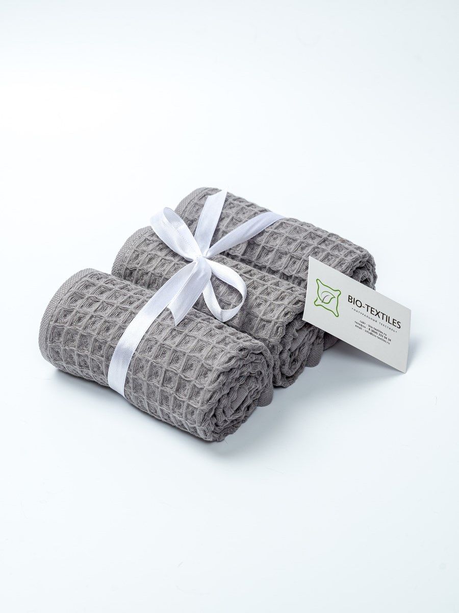 снимок Набор вафельных полотенец 3 шт (30*60) светло-серые от магазина BIO-TEXTILES ОПТ