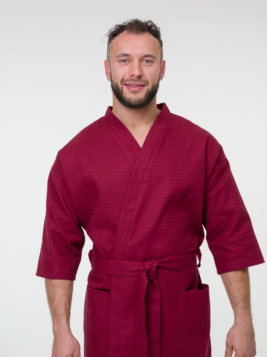 снимок Халат вафельный бордовый от магазина BIO-TEXTILES ОПТ