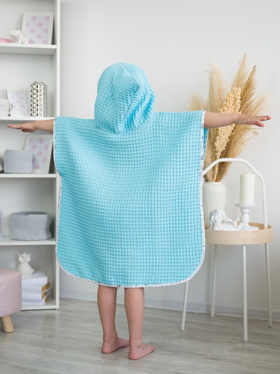 снимок Пончо "ВАФЕЛЬНОЕ ПРИКЛЮЧЕНИЕ" бирюзовое от магазина BIO-TEXTILES ОПТ