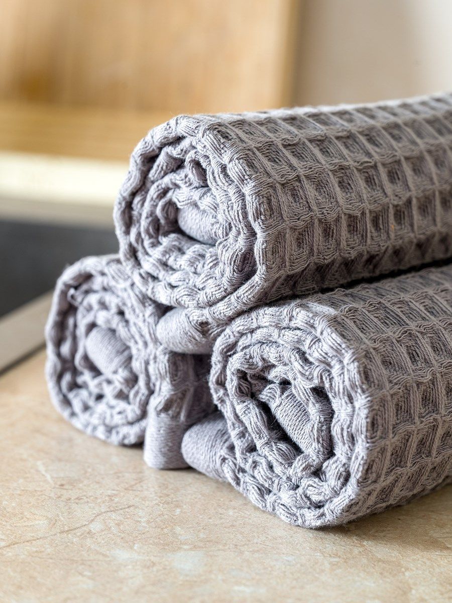 снимок Набор вафельных полотенец 3 шт (30*60) светло-серые от магазина BIO-TEXTILES ОПТ
