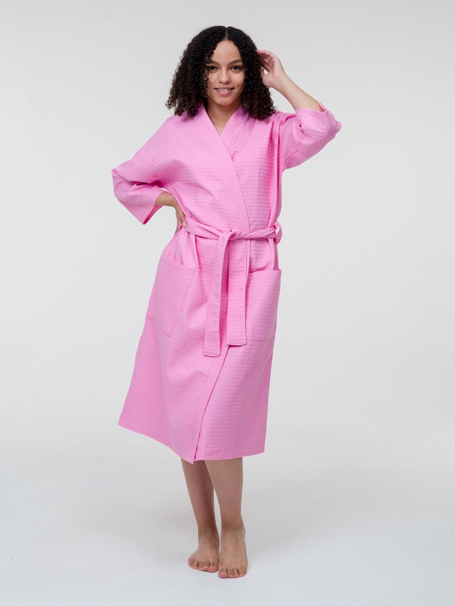 снимок Халат вафельный розовый от магазина BIO-TEXTILES ОПТ