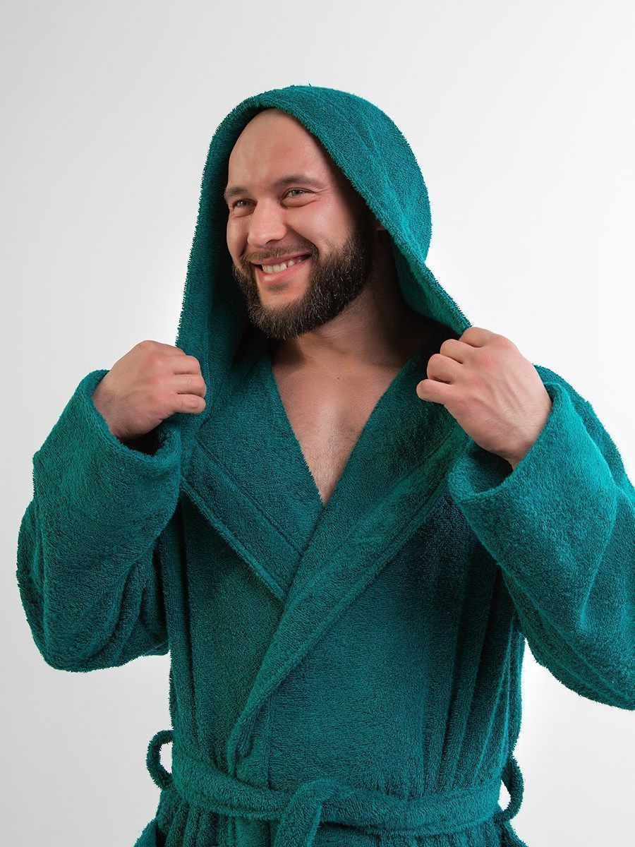 снимок Халат махровый с капюшоном, изумруд от магазина BIO-TEXTILES ОПТ