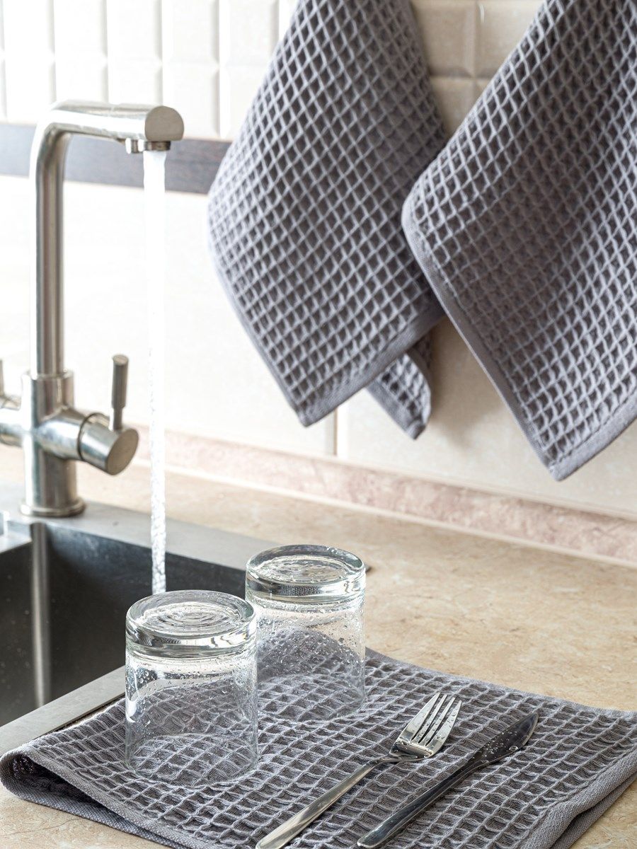 снимок Набор вафельных полотенец 3 шт (30*60) светло-серые от магазина BIO-TEXTILES ОПТ