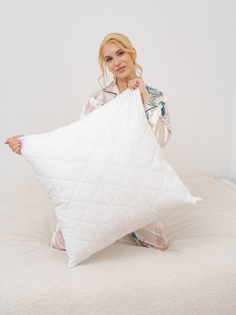 снимок Подушка "Сила природы" с лузгой гречихи стежка бамбуковое волокно, белая от магазина BIO-TEXTILES ОПТ