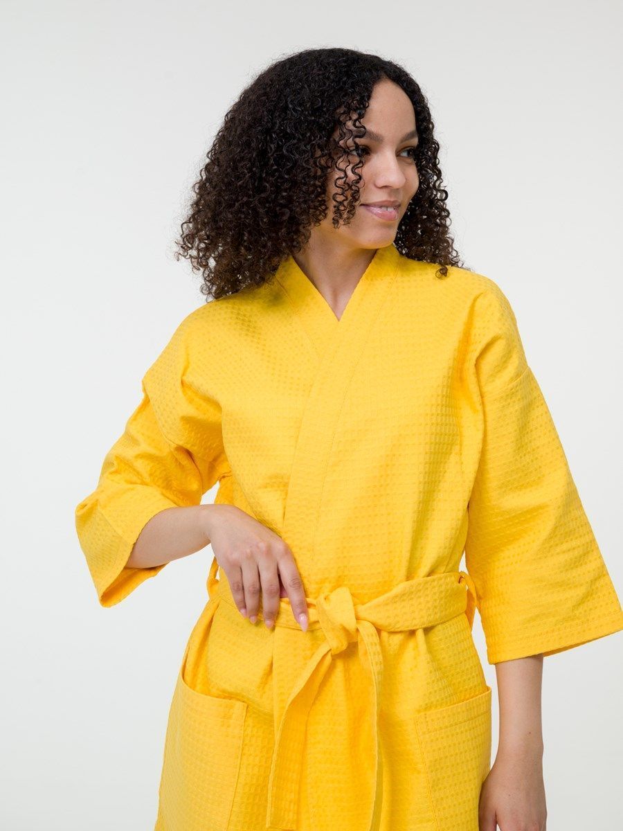 снимок Халат вафельный желтый от магазина BIO-TEXTILES ОПТ